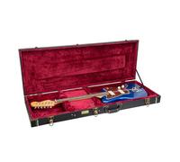 Crossrock Wooden Guitar Case for Jazzmaster (Modern Style) & Jaguar Electric Guitars | Black Finish, Vintage Hardware, Sponge Lining, Storage Compartment -Black (CRW520JMBK)