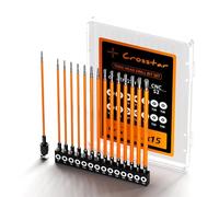 Crosstar 6" Impact Long Torx Bit Set 15pc (TT7-TT40) S2 Steel Security Tamper Proof Star Bits, 1/4" Hex-Shank Magnetic Holder & Storage Box w/Magnetizer