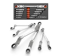 Crosstar 6PCS Double Jointed Extra Long Flex Head Ratchet Wrench Set