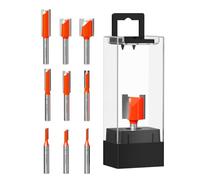 Crosstar 9Pcs Straight Router Bit Set 1/4" Shank, Carbide Straight Cut Router Bits for Woodworking, Includes 1/8", 5/32", 3/16", 1/4", 5/16", 3/8", 1/2", 5/8", 3/4" Cutting Diameters