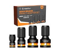 Crosstar Impact to 1/4 Hex Converter Set,Screwdriver Bit Holders,for Electric & impact Wrenches,Cr-Mo Steel,1/2 3/8 1/4-Inch Square Drive Female to Hex Socket, Quick Release Chuck Adapter,4 Pcs
