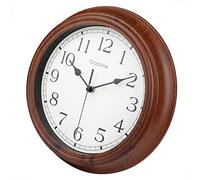 Crosstime 30cm Vintage Wall Clock with Walnut Wood Grain, Waterproof & Silent, Modern Farmhouse Decor Clocks for Bathroom Kitchen Living Room