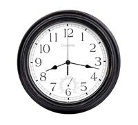 Crosstime 40cm Large Outdoor Clock Waterproof with Thermometer Retro Vintage Wall Clocks for Garden Patio Pool Living Room Decor- 16 Inch Bronze,Indoor/Outdoor