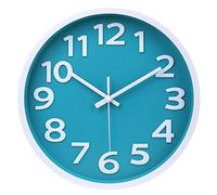 Crosstime Teal Wall Clock with Big Numbers - 30cm Silent Non-Ticking Easy to Read Turquoise Coastal Decor for Bedroom, Kitchen, School, Kid's Room