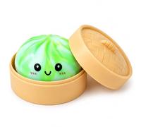 Crossunx Fruit Scented Dumpling Squishies Stress Balls, Green Tie-Dye Squishies Dumpling Fidget Sensory Toy with Food Steamer, Squeeze Dough Ball for Stress Relief, Stretchy Desk Toys Gift