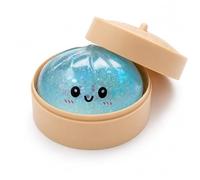Crossunx Sparkly Blue Dumpling Squishies Stress Balls, Colorful Squishies Dumpling Fidget Sensory Toy with Food Steamer, Squeeze Dough Ball for Stress Relief, Stretchy Desk Toys Gift
