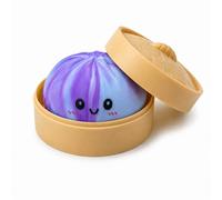 Crossunx Sweet Grapes Scented Dumpling Squishies Stress Balls, Blue Tie-Dye Squishies Dumpling Fidget Sensory Toy with Food Steamer, Squeeze Dough Ball for Stress Relief, Stretchy Desk Toys Gift