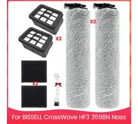 CrossWave HF3 3598N Nass Main Roller Brush & Hepa Filter Replacement Bundle (2 Roller Brushes, 2 HEPA Filters, 2 Filter Cottons, 1 Cleaning Brush)