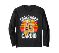 Crossword is My Cardio Retro Puzzle Coffee Long Sleeve T-Shirt