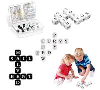 Crossword Solitaire Dice Game,Alphabet Word Dice Game,Fun Travelc Dice Game,Thinking Words Game,12 Dice Letters Set Qless Crossword Solitaire Dice Game for Kids Adults Travel Camping Family Board Game