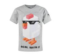 Crossy Road Boys Grey Deal With It Chicken Print Short Sleeved T-Shirt - 5-6 Years
