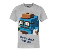 Crossy Road Hipster Whale Boy's T-Shirt (5-6 Years) Grey