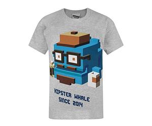Crossy Road Hipster Whale Boy's T-Shirt (5-6 Years) Grey