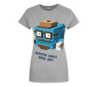 Crossy Road Womens Grey Hipster Whale Short Sleeved T-Shirt - Small