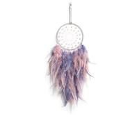 Crosszen Dream Catcher Wall Decor, Handmade Dreamcathers Indians Traditional Circular Net for Wall Hanging Decor, Bedroom Kids, Home Decoration Wedding Party Blessing Gift, Pink Grey