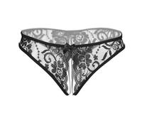 Crotchless Lace Underwear for Women Sheer Cutout Tangas Breathable Panties Comfor Sexy Stretch Thongs Embroidery Briefs Cheeky Tummy Control Cute Butt Lifting Funny Black