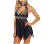 Crotchless Lingerie for Women Sets, See Through Plus Size Lingeries Bodysuit Hollow out Women's Lingerie Sets with Garter Belts Bra and Panty Set