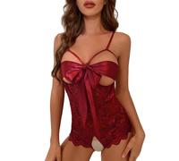 Crotchless Lingerie for Women Sets, See Through Push Up Wet Look Lingeries for Women Sets Deep V Neck Sexy Lingerie Lace Mesh Nightwear Hollow out See Through Underwear
