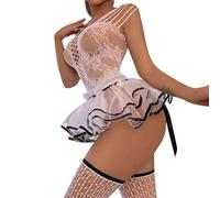 crotchless lingerie set sexy plus size cheerleader costume with satin knickers and harness women's stripper outfit for workout and yoga