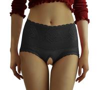 Crotchless Sexy Underwear for Women Slutty Lingerie Thongs Breathable Panties Comfor High Waist Soft Briefs Sheer Lace Hipsters Cheeky Funny Butt Lifting Cute Tummy Control Black