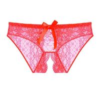 Crotchless Underwear Pants Sexy Lingerie for Women Naughty,Women's Bow Low Rise Sexy Lace Briefs Transparent Mesh Panties Lace Underwear Sexy Knickers