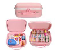 CROTIRAD Carrying Case for Little Tikes Story Dream Machine, Hard EVA Case | Hard EVA Case with Book Slots, Character, Battery Organizer, Reinforced Handle and Double Zipper, Fits Up to 5 Sets, Pink