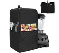 CROTIRAD Hanging Blender Cover Compatible with Vitamix Low-Profile 64 oz. Blender, Foldable Dust Cover with Accessory Pockets for Kitchen Blender, Black