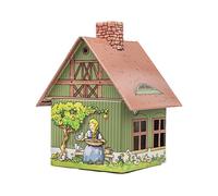 Crottendorfer - Metal Smoker House with Incense Holder - for Incense Cones Size M - Dimensions: 7.2 x 7.8 x 9.8 cm - Cinderella Motif - Made in Germany
