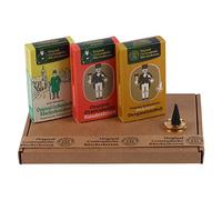 Crottendorfer Räucherkerzen - Fragrances Frankincense, Miner Fragrance and Ore Mountains Christmas Scent - in gift box with brass bowl (3 x 24 pieces)