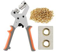 Crovida Grommet Punch Kit 10.5MM Handle Eyelet Punch Tool with 500Pcs Golden Grommet of 3/8 Inch,Manual Hole Pliers for Belts, Canvas,Crafts, Poster,Tarpaulin Banner