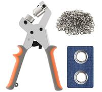 Crovida Grommet Punch Kit 10.5MM Handle Eyelet Punch Tool with 500Pcs Silver Grommet of 3/8 Inch,Manual Hole Pliers for Belts, Canvas,Crafts, Poster,Tarpaulin Banner