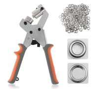Crovida Grommet Punch Kit 6MM Handle Eyelet Punch Tool with 500Pcs Silver Grommet of 1/4 Inch,Manual Hole Pliers for Belts, Canvas,Crafts, Poster,Tarpaulin Banner