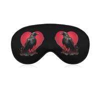 Crow and Heart Comfortable Sleep Mask with Adjustable Strap Soft Eyeshade for Night Sleeping Flight Nap Travel