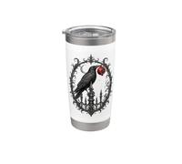 Crow and Pomegranates Gothic Botanical Design Moonlit Nature Stainless Steel Insulated Tumbler