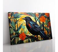 Crow Art Deco Canvas Print for Living Room Bedroom Home Office Décor, Wall Art Picture Ready to Hang, 76x50 cm (30x20 Inch)