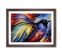 Crow Bird Painting Vol.1 Abstract Framed Print | A2 Walnut Framed Wall Art | Ready to Hang | Abstract Animal Picture | Living Room Bedroom Lounge Office