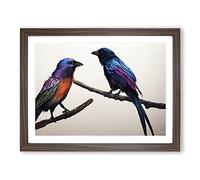 Crow Bird Watercolour Vol.3 Framed Print | A3 Walnut Framed Wall Art | Ready to Hang | Modern Animal Picture | Living Room Bedroom Lounge Office