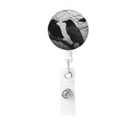 Crow Birds Badge Reels Retractable with Belt Clip, Lightweight Plastic Name Card Holder Retractable Keychain ID Badge Holder Funny Name Badge Clip for Work Nurse Gifts