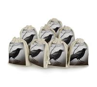 Crow Birds Bunches Pocket Cotton And Hemp with Drawstring 8 Pieces Reusable Gift Bags Jewelry Pouch for Wedding DIY Craft Party (4.9 X 6.7 Inch)