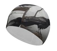 Crow Birds Swim Caps, High Elasticity Swim Cap for Women and Men Durable Waterproof Swim Hats Keep Hair Dry Perfect for Pool, Beach, Lap Swimming