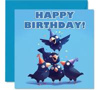 Crow Birthday Cards for Her Him - Party Animals Pyramid - Happy Birthday Card for Mum Dad Brother Sister Auntie Uncle Cousin Friend Family Colleague 145mm x 145mm Bday Greeting Cards
