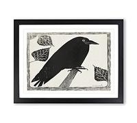 Crow By Samuel De Mesquita Classic Painting Framed Print | A2 Black Framed Wall Art | Ready to Hang | Classic Animal Picture | Living Room Bedroom Lounge Office