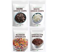CROW Cake Decorative Combo of Sprinkles, Dark Chocolate Chips and Milk Chocolate chips 200 gm (Eack Pack Wt. 50 gm)