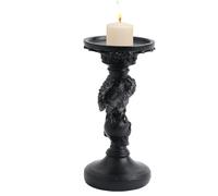 Crow Candlestick Holder Decor | 7.09 Inches Candle Holder Halloween | Resin Spooky Farmhouse Candlestick With Gothic Style Build For Festive Atmosphere Home Party Tabletop