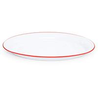 Crow Canyon Home Enamelware Oval Platter, 17.5 inch, Vintage White/Red