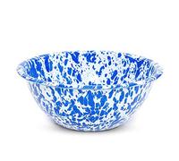 Crow Canyon Home Enamelware Serving Bowl, 2 Quart, Blue/White Splatter (Single)