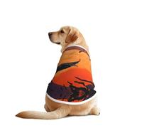 Crow Close-up, Flying Over The Sunset Dog Shirt Vest Dog Clothes- Breathable Cooling for Big Dogs, Sun Protection Comfort Wear for Golden Retriever, Husky, Alaska Outdoor Activities 4X-Large