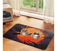 Crow Close-up, Flying Over The Sunset Pet Feeding Mat Dog Cat Eating Food Absorbent Leather Tablecloth for and Water Bowl Waterproof No Stains Quick Dry Non-Slip 23.62 * 15.75IN