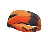 Crow Close-up, Flying Over The Sunset Sweat Headbands for Women & Men - Unique Customized Patterns, Non-Slip Wide Headband for Running, Gym, Yoga, and More - Stylish Hair Accessories