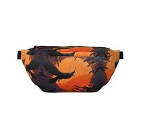 Crow Close-up, Flying Over the Sunset Waist Bag
